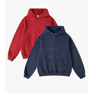 FAIABLE 3 Pack Acid Wash Hoodie Oversized Vintage Hoodie Unisex Heavyweight Hoodie Distress Hoodies for Men Women Couples 2 Blue Hoodies L and S, 1 Red L