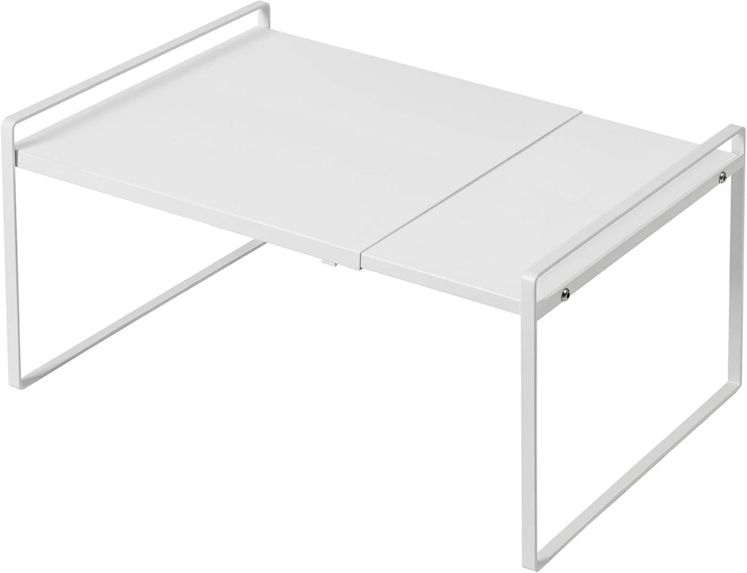 Nxconsu Expandable Cabinet Shelf Organizer Riser for Kitchen Pantry Cupboard Under Sink Countertop Home Storage Organization Rack Space Saver Freestanding Heavy Duty Nonslip Stackable White X Large (12D * 13.4-24.5W * 9.5H)