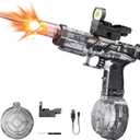 Electric Water Gun Fire Flash Upgraded, 320 Capacity Water Pistol Toy Squirt Gun for Kids Adults, Summer Outdoor Toy Yard Beach Swimming Water Play Toys (Black)