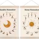 Welshower Boho Chandra Namaskar Yoga Poster Hanger Frame, Moon Salutation Boho Hindu Spiritual Meditation Wall Art Prints Decor for Yoga Room Studio Gym Home Bedroom Therapy Office, 12x16 Inch Set of 2