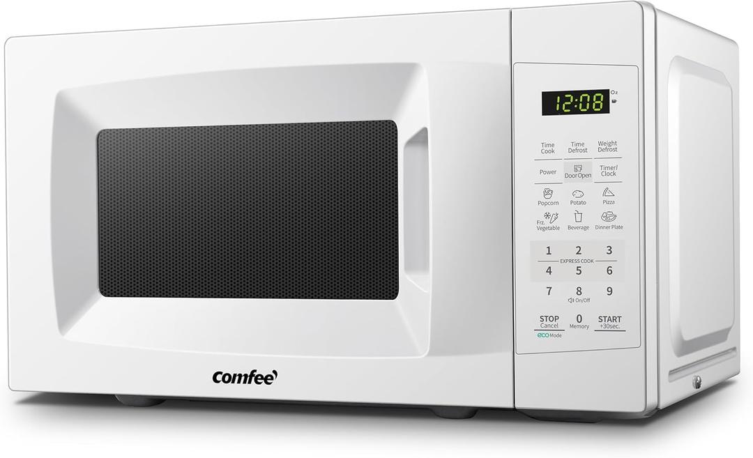 COMFEE' Countertop Microwave Oven, 0.7 Cu.Ft, 700W,Pearl White, ECO Mode, Classic White