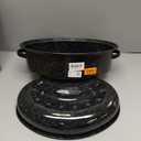 Granite Ware 18" Oval Roaster with Cover, Large Non-Stick Porcelain Enamel Roasting Pan, Even Heating, Dishwasher Safe, Durable Carbon Steel, Made in Mexico