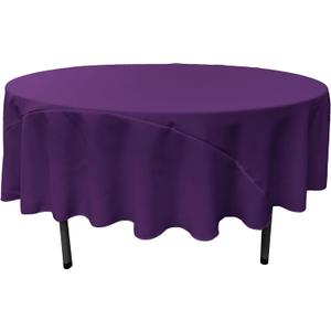 LA Linen Polyester Poplin Washable Round Tablecloth, Stain and Wrinkle Resistant Table Cover 90", Fabric Table Cloth for Dinning, Kitchen, Party, Holiday 90-Inch, Purple, (TCpop90R_Purple230)