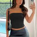 PINKMSTYLE Padded Tube Top with Bulit in Bra Strapless Bandeau Tops Double Lined Cute Going Out Tank Tops for Womens (Black, S)