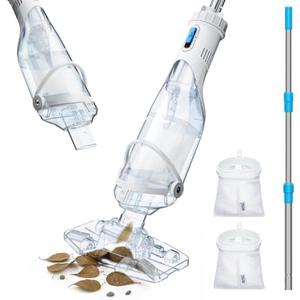 InoKraft Cordless Pool Vacuum Cleaner, Rechargeable, Handheld Pool Vacuum for Above Ground and Inground Pools, Transparent Head, 59” Extendable Pole, for Leaves, Debris, Shallow Steps, Blue