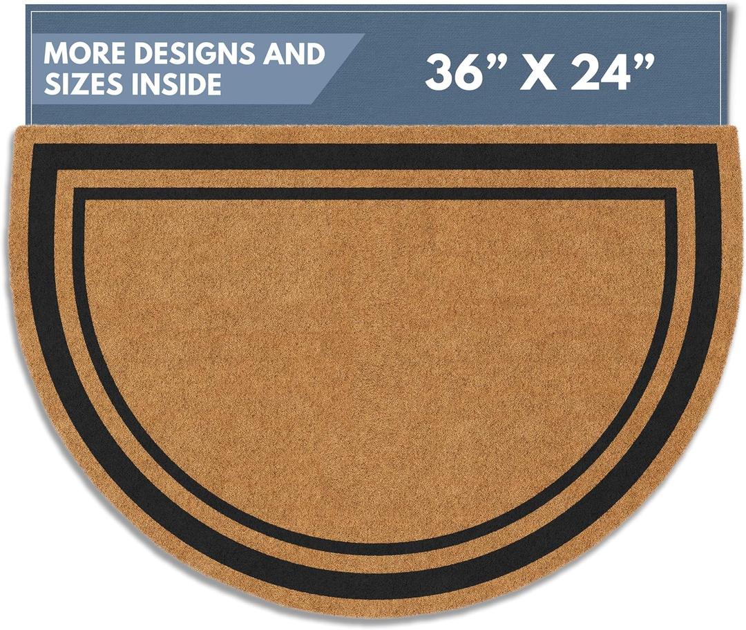Barnyard Designs Natural Coco Coir Doormat Welcome Mat for Front Door & Outdoor Entrance, Large Door Mat for Indoor Entrance or Porch Entry, Brown (24x36, Border)
