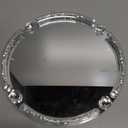 Crystal Dresser Tray, Mirror Glass Makeup Vanity Organizer Filled Crushed Diamond, 10" x 10" Round Jewelry Trinket Perfume Tray for Bathroom Bedroom, Home Decor, Hotel Banquet, Party (Silver)