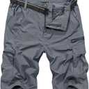 Jessie Kidden Mens Outdoor Casual Expandable Waist Lightweight Water Resistant Quick Dry Fishing Hiking Shorts (Gray, XL)