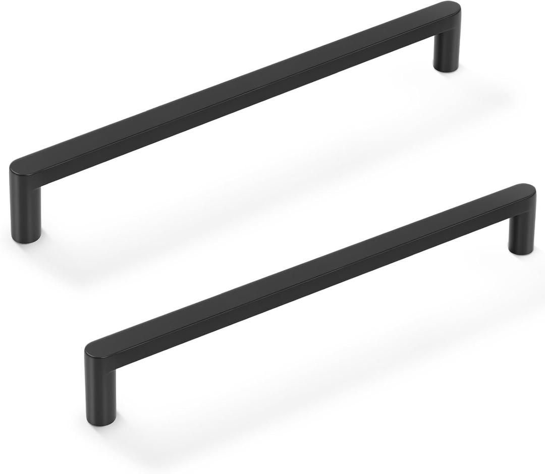 Matte Black Zinc Alloy Solid Cabinet Pulls 6-1/4 Inch(160mm) Hole Center,Heavy Duty Drawer Handles Cabinet Hardware for Bedroom,Dresser,Kitchen 6 Pack 8521
