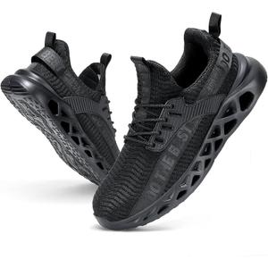 Furuian Steel Toe Sneakers for Men Women Lightweight Safety Shoes Comfortable Puncture Proof Slip On Indestructible Work Shoes, Black, 11