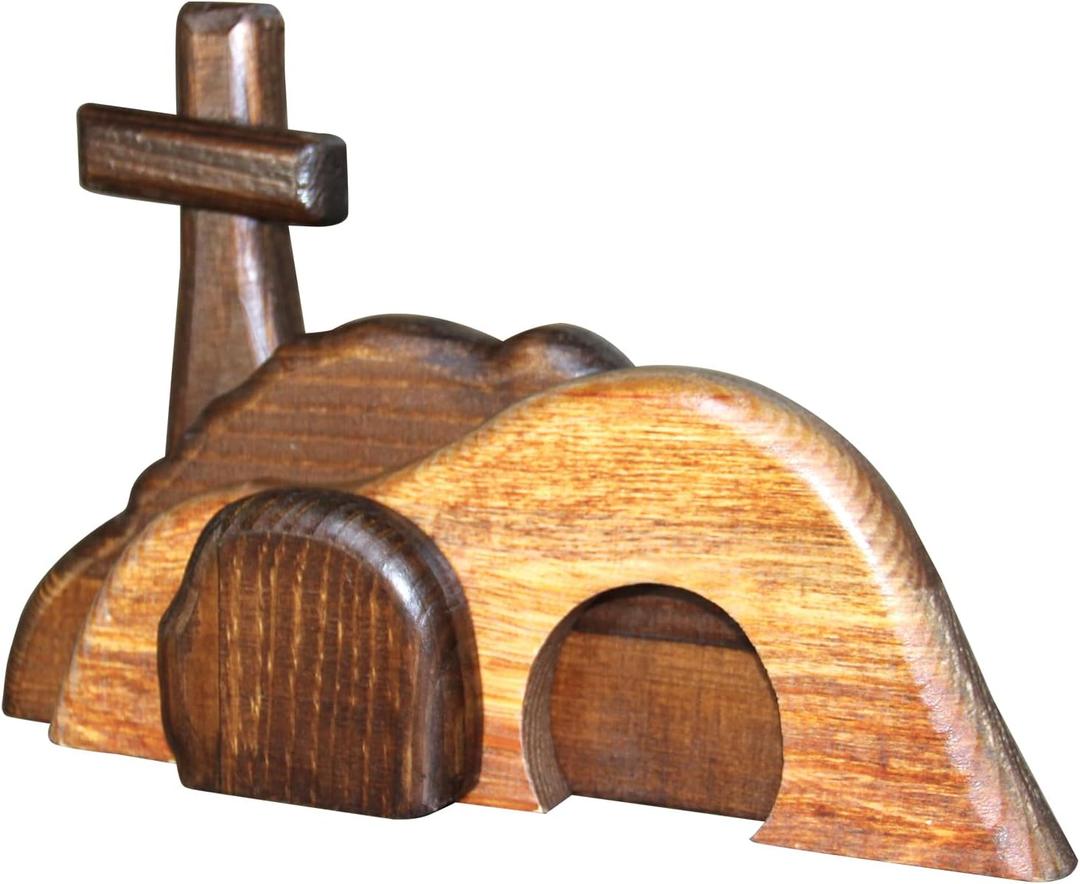 Empty Tomb Easter Scene and Cross, Wooden Empty Tomb Jesus Tomb Easter Tomb Decor Suitable for Religious Home Office Desktop Decoration