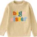 IZYJOY Big Sister Sweater Toddler Baby Girl Knit Embroidery Long Sleeve Pullover Sweatshirt Warm Fall Winter Top Clothes