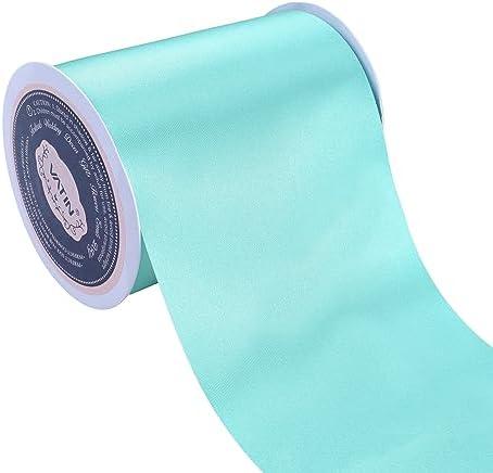 VATIN 4 Inch x 22 Yards Wide Aqua Satin Solid Ribbon - Large Ribbon for Grand Opening, Wedding, Festival Decoration