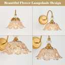 1 Piece Vintage Wall Sconce with Floral Amber Glass Shade, Matte Brass Finish Wall Sconce for Bathroom,Vintage Bathroom Vanity Light Fixture