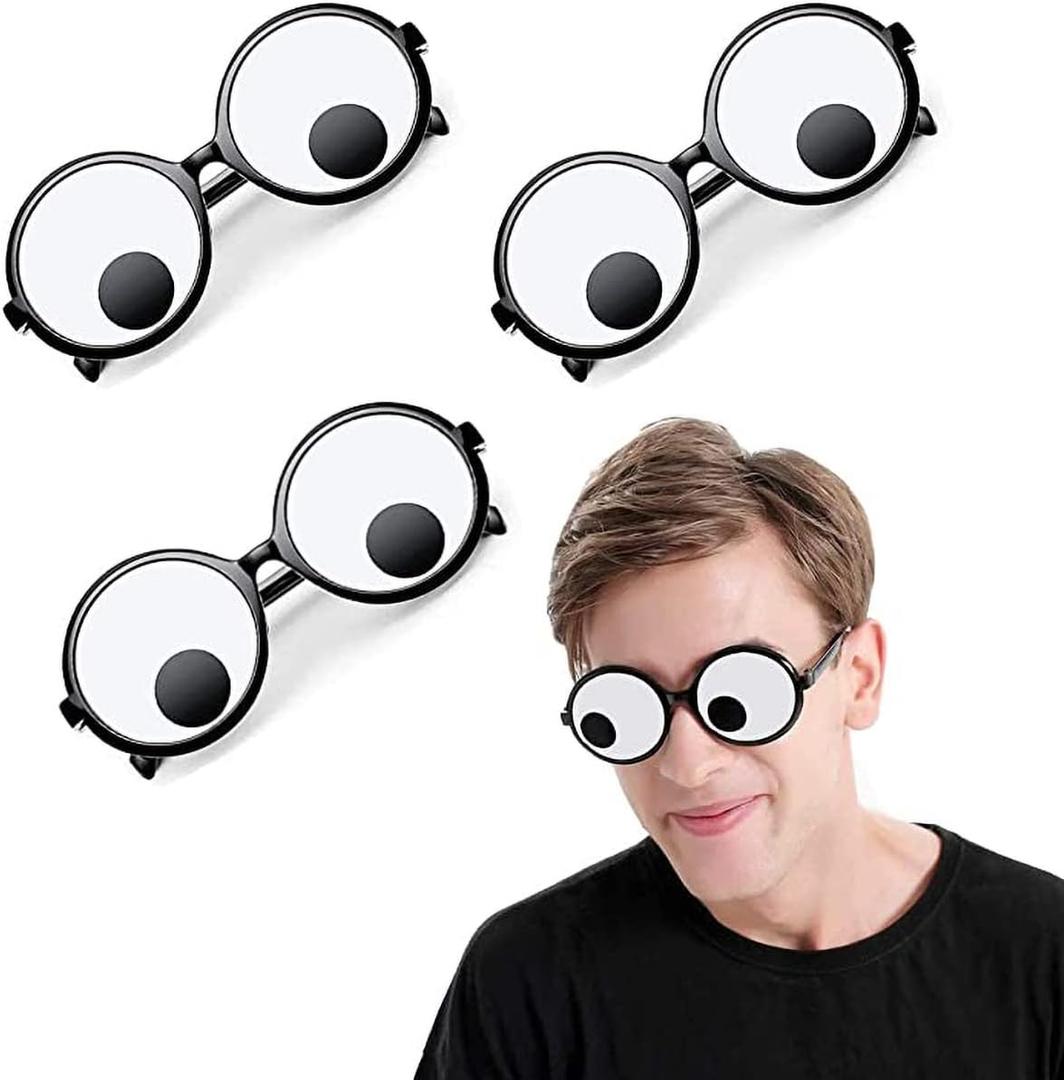 Delphinus Googly Eyes Glasses, Funny Googly Eyes Goggles Shaking Party Glasses (3PCS)