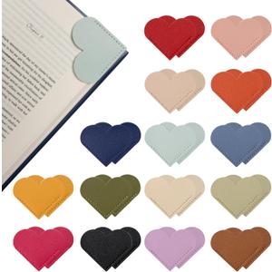 Yuoyar 30Pcs Leather Heart Book Marks for Reading Women - Cute Bookmarks for Book Lovers - Unique Gifts for Women (Solid Color)
