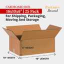 PARTNERS BRAND 16 x 10 x 6 Corrugated Cardboard Boxes, Medium 16"L x 10"W x 6"H, Pack of 25 | Shipping, Packaging, Moving, Storage Box for Home or Business, Strong Wholesale Bulk Boxes