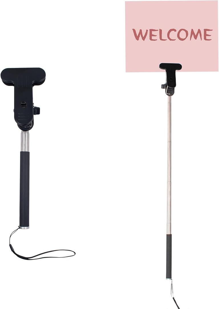 2 PCS Adjustable Handheld Sign Holder, 7.9-37'' Stainless Steel Billboard Airport Pick-Up Poster Holder Welcome Sign Leader Tour Guide Sign Parade Signboard, No Signboard