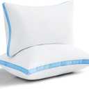 mislili Bed Pillows Queen Size Set of 2, Luxury Cooling Queen Pillows Plus Satin Pillowcase for Sleeping, Down Alternative Pillows for Side, Back and Stomach Sleepers
