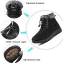 SHIBEVER Winter Boots for Women Snow: Fur Lined Warm Ankle Boots - Adjustable Water Resistant Outdoor Zipper Snow Shoes (Black)