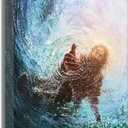 Jesus Christian Canvas Wall Art Hand of God Reaching Into Water Picture Bible Christ Religion Painting Wall Decor Poster Print for Living Room Bathroom Bedroom Church Home Decoration