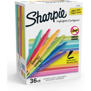 Sharpie Pocket Highlighters, Narrow Chisel Tip, 12 Assorted Fashion Colors, 36 Count - For Studying, Note-Taking, School, College, Office, Student & Teacher Supplies