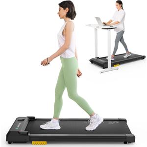 UREVO Smart Walking Pad, Standing Desk Treadmill with Double Shock Absorption, Quiet Operation, Workout APP with Track Insights and MIIT Mode, Plug and Play, Remote or APP Control for Home Office (Black)