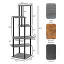 Plant Stand Indoor 6-Tier Metal Wood Plant Shelf for Multiple Flower Pots Corner Tall Flower Holders for Living Room Balcony Bedroom, Oak Grey