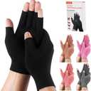 5 Pairs Arthritis Gloves for Women and Men, Pain Relief Compression Gloves Women,Fingerless Breathable Design (Black, XL)