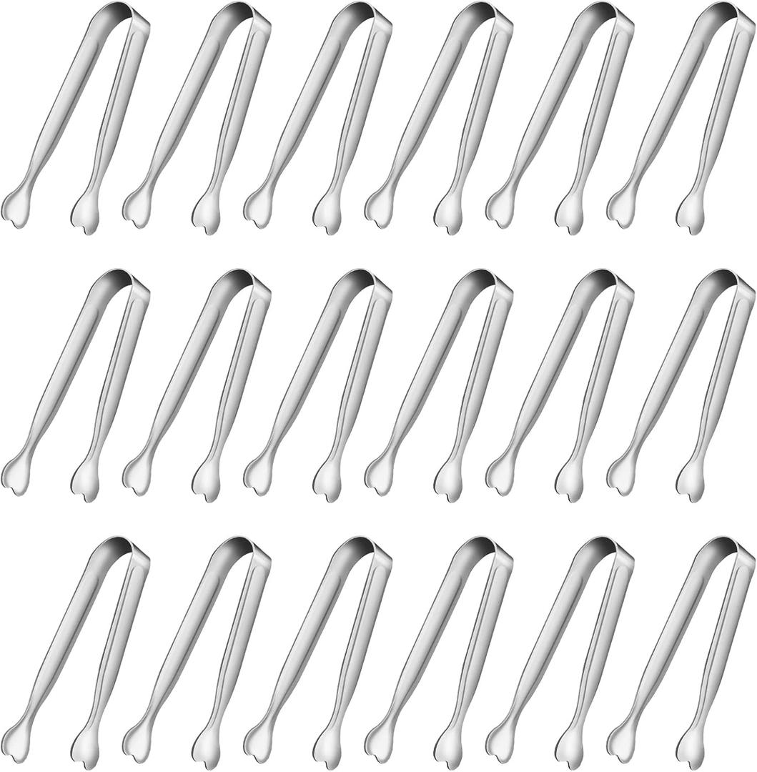 Mini Serving Tongs, Anytrp 18-Packs Stainless Steel Sugar Tongs, 4.3inch Ice Tongs Kitchen Appetizers Tongs for Coffee Bar, Tea Party, Desserts Party, Sugar and Ice (Silver)