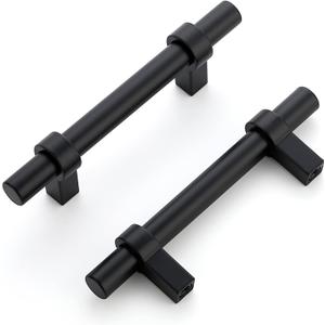 Home Expert 10 Pack Cabinet Handles 3 Inch Black Cabinet Pulls Matte Black Kitchen Cabinet Handles Drawer Pulls with Square Base Kitchen Cabinet Hardware 5 Inch Overall Length