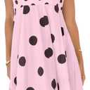 chouyatou Women's Elegant Polka Dot Maxi Dress Back Smocked Spaghetti Strap Ruffle Swing Long Dress with Pocketsб Size: X-Large