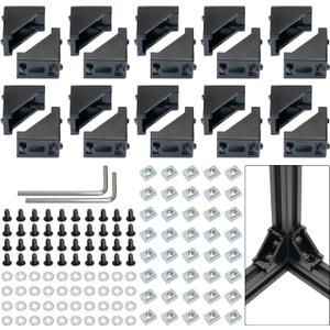 CheeMuii 2020 Corner Bracket Kit - 20 Corner Brackets, 40 Hex Screws, 40 Slide Nuts, 40 Washers and 2 Hex Wrenchs for 20 Sets of 6 mm Aluminum Extrusion Profile Rail Accessories