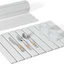 Large Stone Dish Drying Mat for Kitchen Counter, 24"16" Quick Dry Collapsible Diatomaceous Earth Mat  Super Absorbent Foldable Drying Pad for Dishes (White, 23.2" x 15.4")