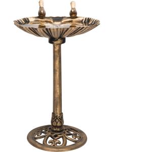 Alpine Corporation 31" Tall Outdoor Vintage Birdbath with Bird Figurines Yard Statue