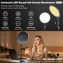 10W 12" Ring Light with Desk Stand & Phone Holder, Dimmable 360 Rotatable LED Full Screen Computer Lamp for Zoom Meetings, Streaming, Gaming, TikTok,YouTube,Videos with Night Light Mode