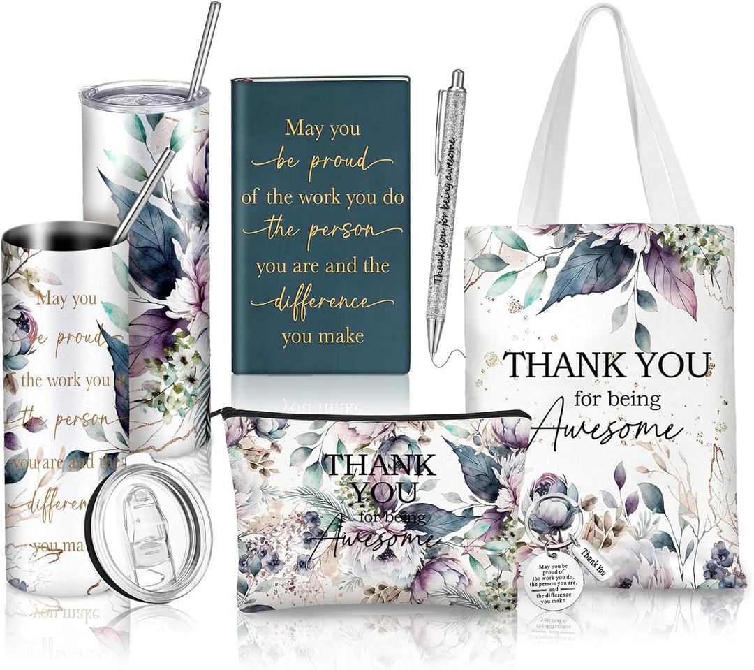 6 Pcs Employee Appreciation Gifts for Women, Thank You Gift Set for Coworker, Staff, Teacher, Nurse, Team Recognition Gifts for Work Anniversary, Farewell, Promotion(Retro Style)