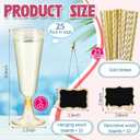 Didaey 74 Pcs Mimosa Bar Supplies 34 oz Plastic Carafe with Lids Drink Juice Carafe with Champagne Flutes Plastic Water Pitcher for Mimosa Bar with Wooden Chalkboard Tags Straws(Gold)