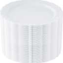 Upassion 100 Pieces White Plastic Plates - 10.25 inch White Dinner Disposable Plates - Premium Hard Disposable Dinner Plates - Party Supplies for Birthdays, Celebrations, Wedding and Events