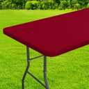 homing Rectangle Table Cloth Cover, Waterproof Polyester Elastic Fitted Tablecloth, Fits for 8 Foot Folding Tables, Washable Table Protector for Picnic, Camping, Outdoor (Red, 30" x 96")