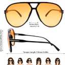 Bouryo Retro Aviator Sunglasses for Women Men - Oversized Trendy 70s Sun Glasses Vintage Big Round Shades (A1 Gloss Black/Gradient Orange-yellow)