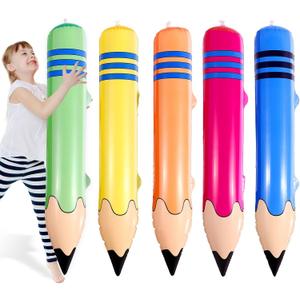 5pcs Large Inflatable Pencils, PVC Funny Giant Pencils Balloon Blow Up Crayon Practical Decoration Supplies for Back to School Graduation Birthday Party Classroom Playground