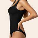 YOGINGO Women's Scoop Neck Sleeveless Bodysuits Backless Tank Top Body Suits for Womens Sexy Bodysuit Tops Leotards (Black, XL/XXL)