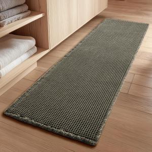 GRANNY SAYS Waffle Bathroom Runner Rugs 71" x 24" Non Slip Washable, Extra Soft & Water Absorbent Bath Mats for Bath, Deep Green Waffle Bath Mat for Decor, Long Bathroom Rugs Runner for Tub & Shower