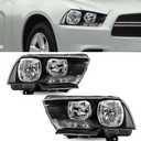 Headlights Assembly Compatible with 2011 2012 2013 2014 Dodge Charger Driver and Passenger, Black Housing Clear Side
