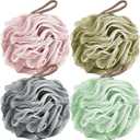 Fu Store Loofah Sponge Shower Loofahs 50g Bath Sponges Mesh Balls 4 Colors for Body Scrubber Exfoliator Wash Back Scrubbers Bathroom Men Women - 4 Pack Cleaning Bathing Accessories