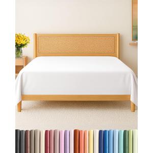 King Size Flat Sheet - Hotel Quality Top Flat Bed Sheet Only - Ultra-Soft, Comfy, Breathable & Cooling - Fade & Wrinkle Free - Easy-Care, Stain & Shrink Resistant Bedding - Oeko-Tex - Antique White