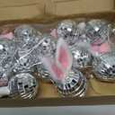 Ferraycle 12 Pcs Easter Bunny Ornaments 1.97 Silver Easter Bunny Tree Decoration Cute Rabbit Hanging Ornament Silver Disco Mirror Ball with Rabbit Ears for Home Office Spring Disco Party Decor Gifts