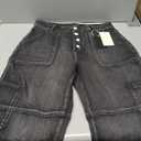 Flamingals Straight Leg Button Fly Jeans for Women Multi Pocket Mid Rise Jeans Without Belt Denim Pants (Large, Gray)