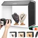 PULUZ 24x16 inch Photo Box, Large Photo Studio Light Box Photography, Professional 3000-6500k Dimmable Shooting Tent Kit with 672 LED Lights & 4 Backdrop for Jewelry and Food Product Photography